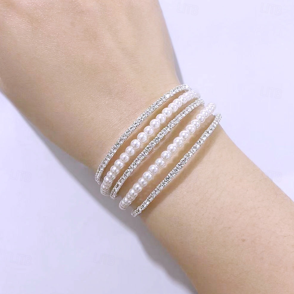 klassische gesegnete Mode trendige Strass Armband Schmuck Silber für Hochzeit Party Urlaub Versprechen Festival 2026 - $16.49 –P2