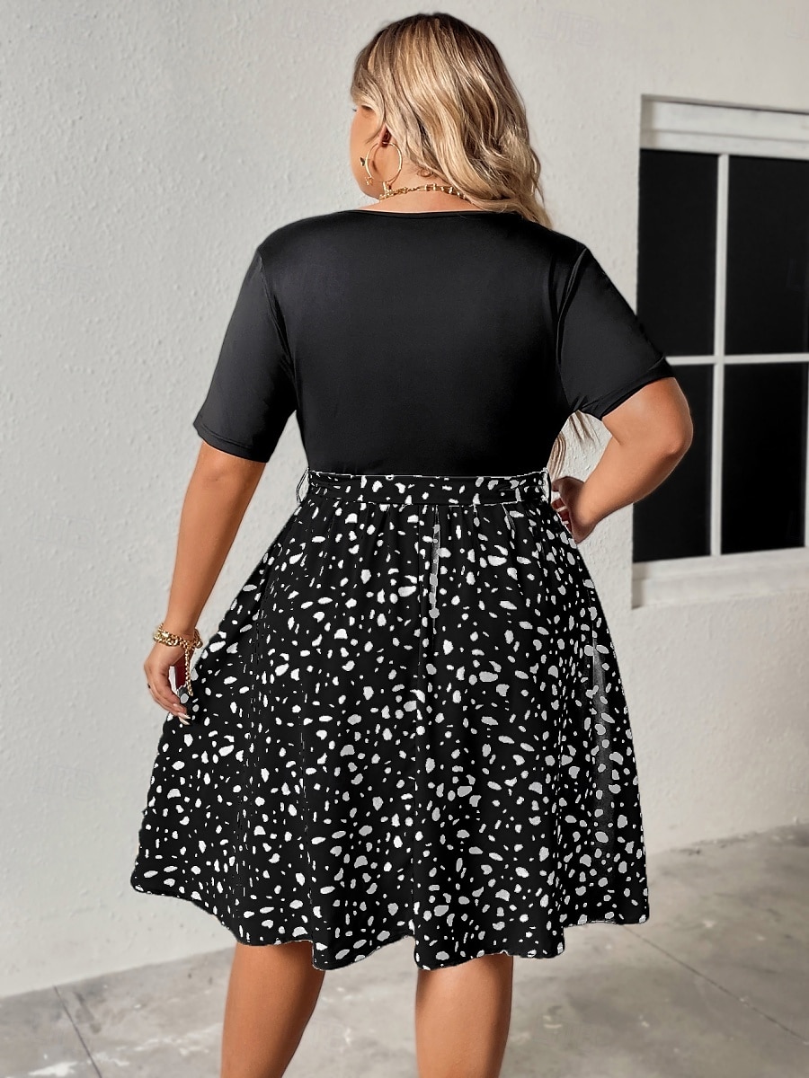 Pentru femei Mărime Plus Rochie casual Leopard În V Manșon scurt Primăvară Toamnă Elegant Modă Modern Casual Rochie mini Zilnic Concediu Rochie 2025 - $29.99 –P7
