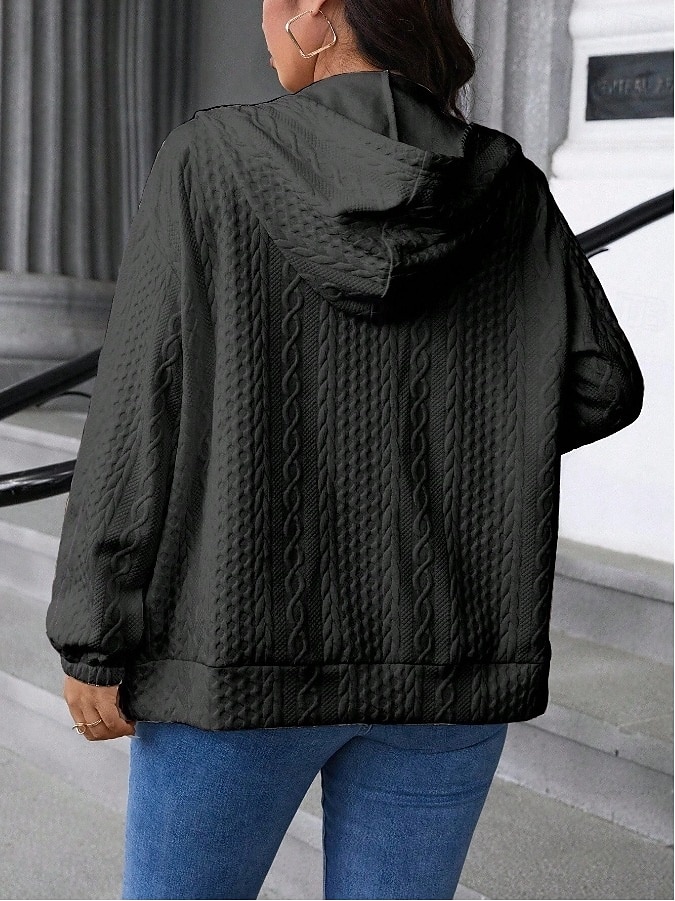 Femmes Veste Décontractée Confortable Respirant Avec Poches Mode Occasionnel Uni Occasionnel Tenue quotidienne Régulier À capuche Coupe régulière manche longue Vêtements d'extérieur Bleu Ciel Noir de 2025 ? $24.99 –P5