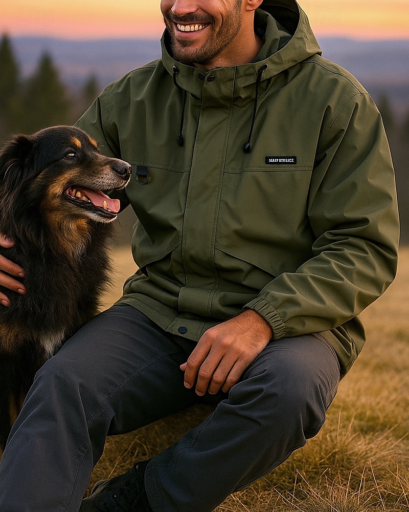 Voor heren Softshell jas Wandeljack Buiten waterdicht Winddicht Wandeloutfits Wandelkleding Lente Herfst Jack Jagen Klimmen Hardlopen Effen Kleur Zwart Leger Groen 2025 - $61.99 –P3