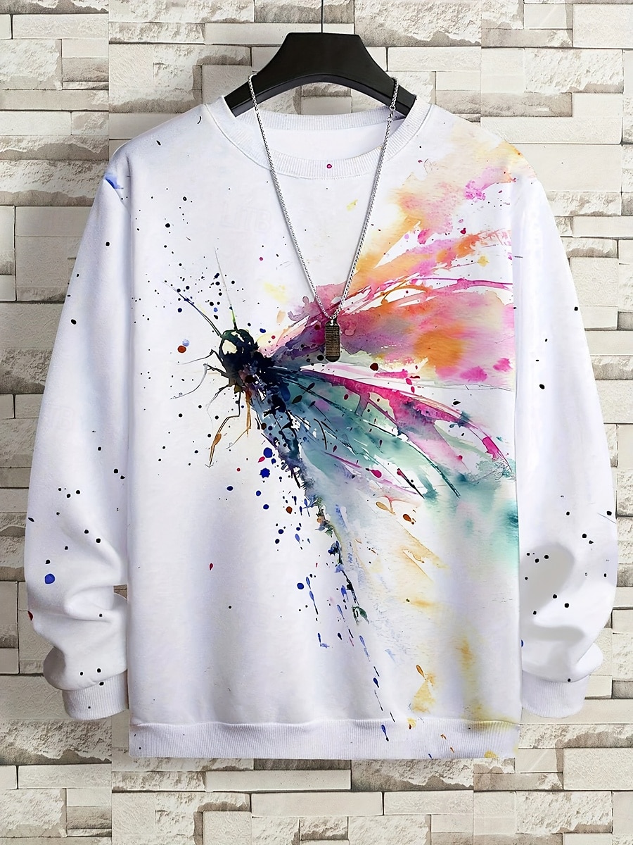 Damen Pullover Sweatshirt Grafik Schmetterling Abstrakt Mode Lässig Langarm Rundhalsausschnitt Normale Oberteile Straße Alltagskleidung Lässig Druck Weiß Herbst Winter 2025 - $24.99 –P3