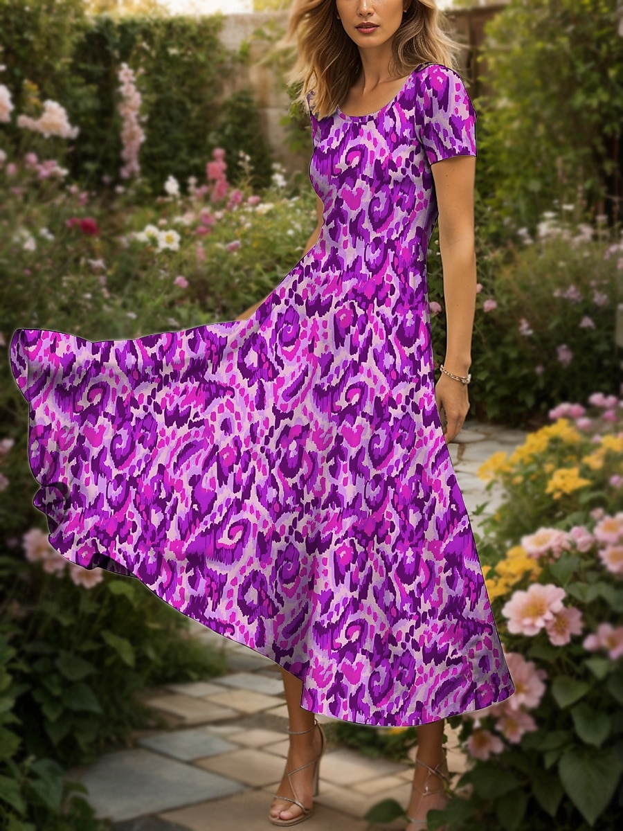 Pentru femei Rochie Maxi Rochie casual Rochie A line Rochie de vară Elegant Vacanță Casual Fit regulat Grafic Abstract Manșon scurt Pătrat Galben Roșu-aprins Albastru piscină Mov Vară Primăvară 2025 - $31.99 –P7
