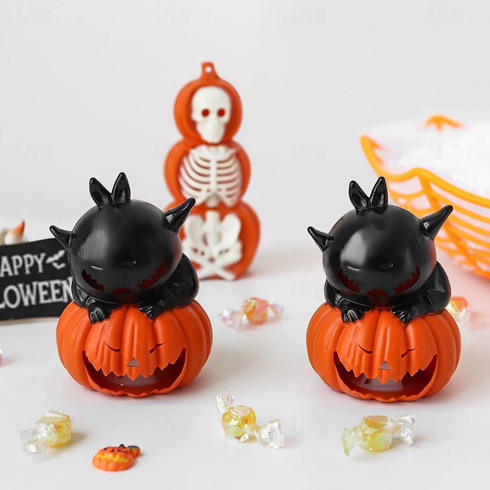 2 stk. halloween gresskarlykt hjemdekorasjon rekvisitter elektronisk stearinlys spøkelsesfestival festartikler bar hjemsøkt husdekorasjoner nattlys svart katt hodeskalle øyeeplelys 2025 - $11.49 –P3