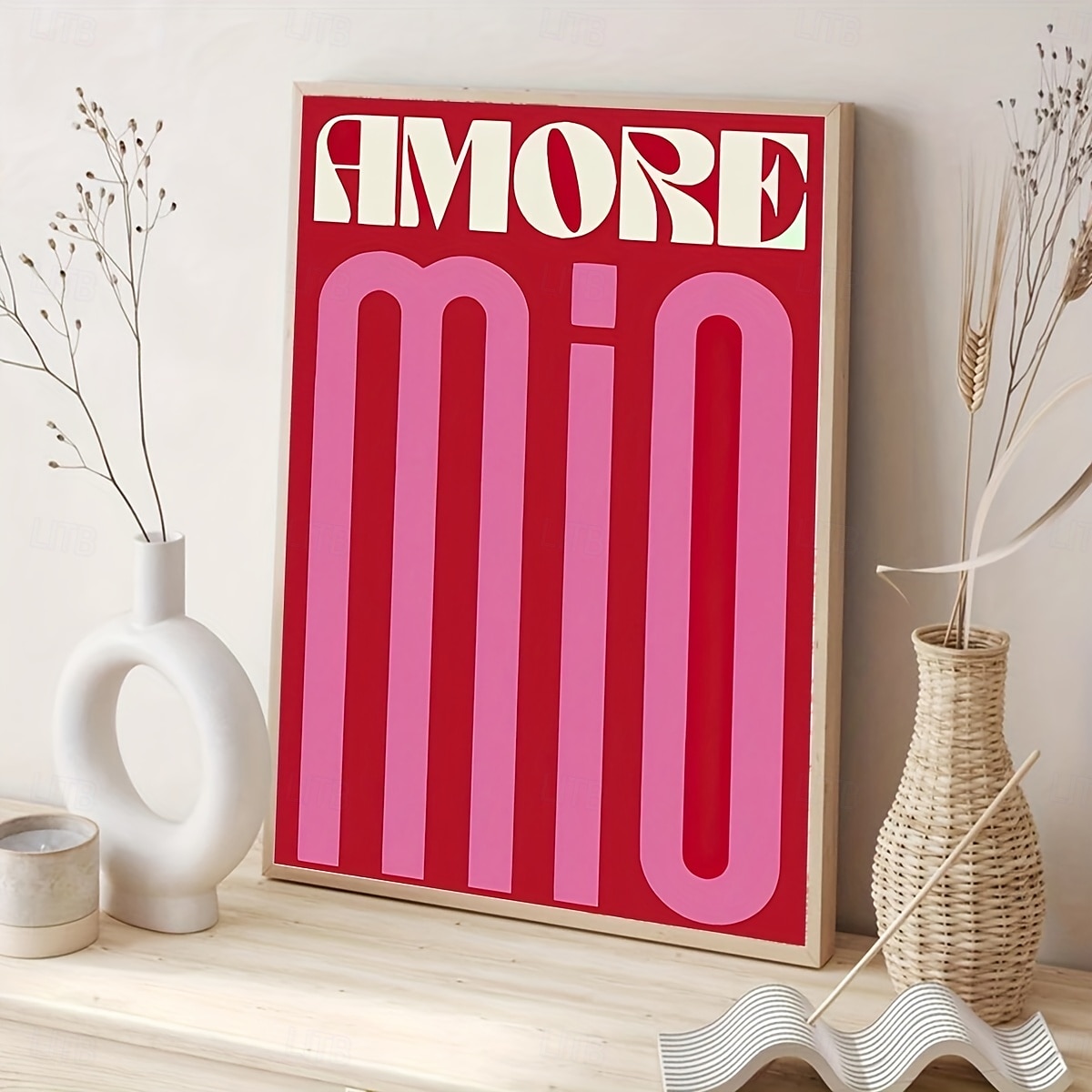1 affiche sur toile « Amore mio » - rouge vif &Décoration murale sans cadre d'art moderne rose avec un design de texte stylisé, parfaite pour la chambre à coucher, le salon ou le couloir, décoration de 2025 ? $13.99 –P1