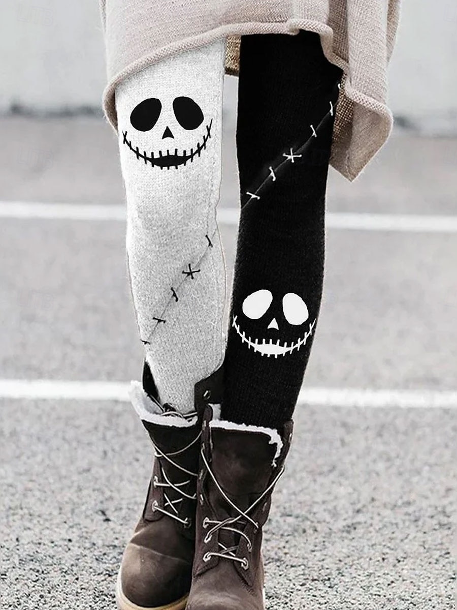Halloween Kvinners Leggings Ferie Vintage Motebasert Full Lengde Høy Midje Bukser Grafisk Trykk Termisk Varm Myk Pustende Elastisk Formell Utendørs Svart Orange Grønn Beige Vår Høst Slank 2025 - $8.99 –P5