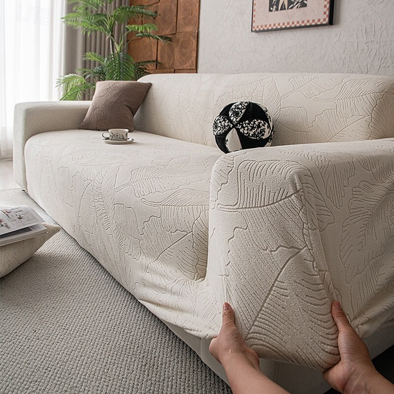 Funda de sofá de vellón tejido jacquard de 1 pieza: elástica y antideslizante, adecuada para sofás de 1/2/3/4 plazas, para atar en salas de estar cerradas, dormitorios y decoraciones de oficina en 2025 - $71.99 –P16