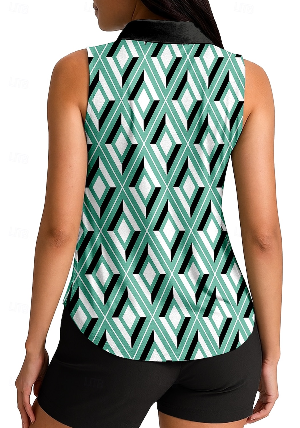 Damen Geometrisch Sporthemd Golf-Poloshirt Tennis Shirt Ärmellos Reißverschluss UPF50+ UV-beständig Hohe Elastizität Feuchtigkeitsableitend Atmungsaktiv Tennis Golfspiel Pickleball Umlegekragen 2026 - $22.99 –P2