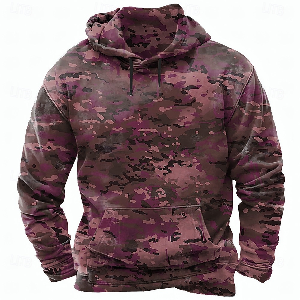 Per uomo Mimetico Felpe con cappuccio Felpa Moda Vintage Retrò Manica Lunga Girocollo Con Cappuccio Sport all'Aperto Caccia Blu Rosso Verde Verde militare Coulisse Autunno Inverno progettista S M L del 2026 a $28.99 –P3