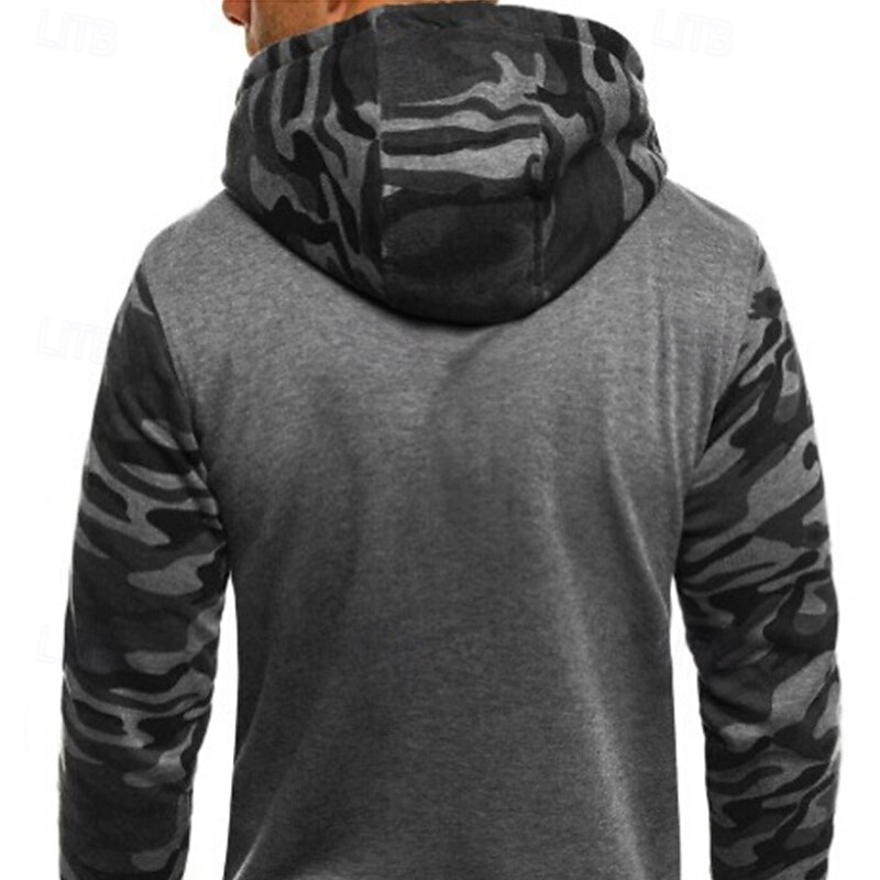 Herren Kapuzensweatshirt Pullover Kapuzensweatshirt Fleece Kapuzensweatshirt Taktischer Kapuzensweatshirt Hell Gray Dunkelgray Mit Kapuze Tarnung Tasche Sport & Outdoor Täglich Streetwear Basic 2025 - $21.99 –P3