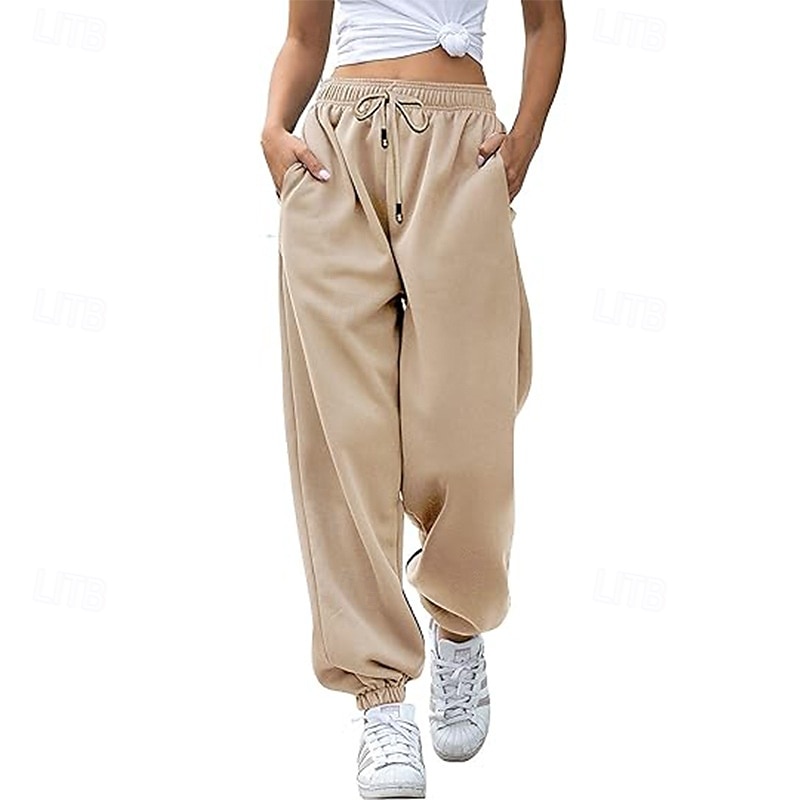 Per donna Pantaloni Cargo Pantaloni Eleganti Streetwear Casual Lunghezza intera Naturale Semplice Tasca Design con Coulisse Elastica Comodo All'aperto Streetwear Ferie Grigio scuro Aalbicocca Marrone del 2025 a $26.99 –P8