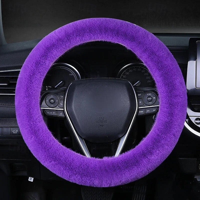 Universellt plyschrattskydd för bilar, mjukt och elastiskt, fluffigt, fuskpäls i konstläder, varmt vintergrepp för interiören, för kvinnor och flickor 2025 - $11.99 –P10