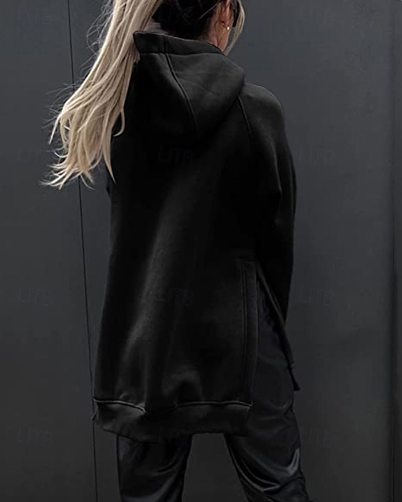 Dame Pullover hettegenser-genser عادي Gatemote Fritid Langermet Med hette Vanlige topper Gate Ferie Lomme Svart Rosa Vin Beige Lyseblå Vinter 2025 - $23.99 –P8