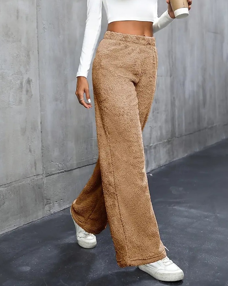 Per donna Gamba larga Pantaloni Eleganti Streetwear Casual Lunghezza intera Naturale Semplice Elastico in vita Confortevole Ferie Uscire Weekend Grigio Nero Bianco Cachi Autunno Vestibilità regolare del 2025 a $18.99 –P3