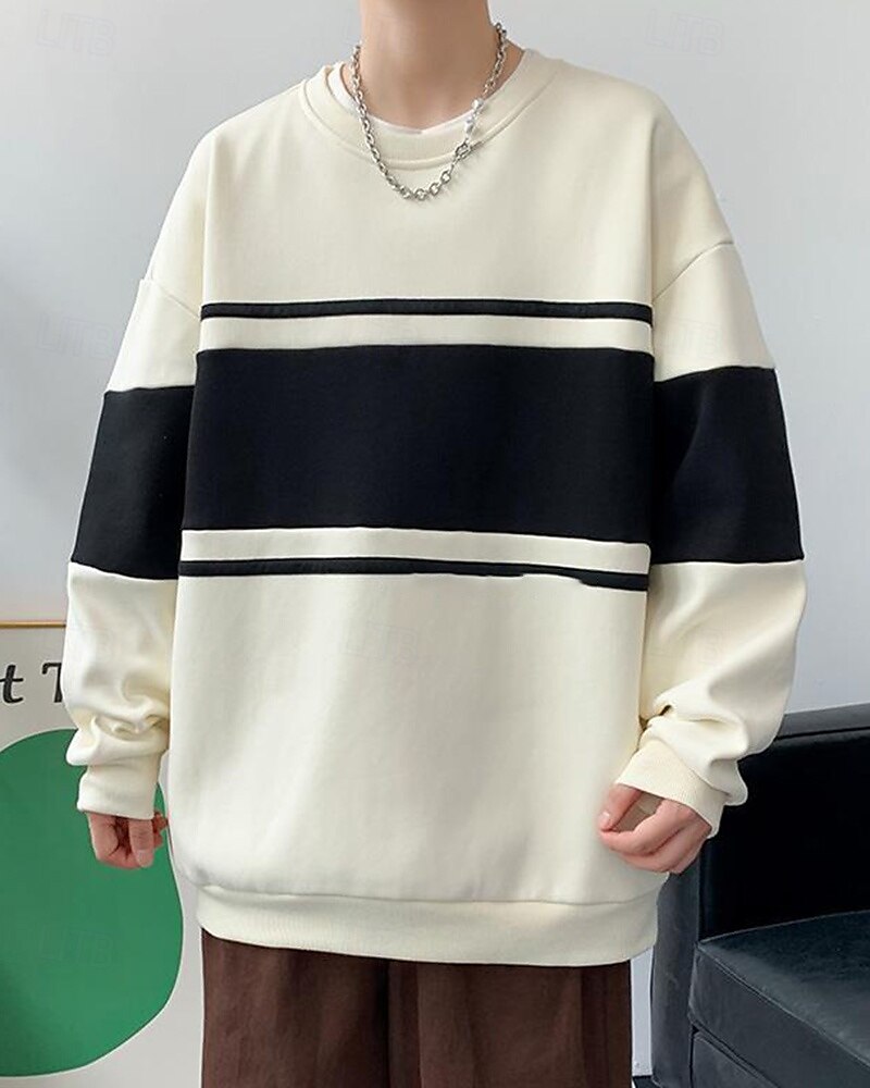 Herren Pullover Langarm Oberteil Athleisure Atmungsaktiv Leger Sportbekleidung Sportkleidung Patchwork Schwarz Beige Grau 2025 - $15.19 –P7