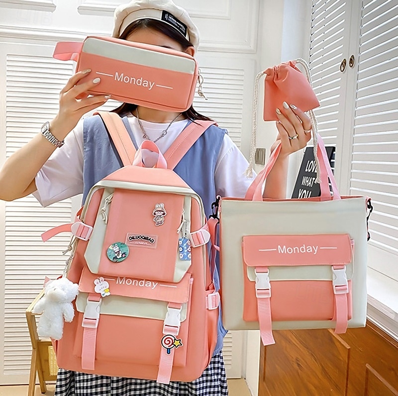 Ensemble de sac à dos vert 5 en 1 pour filles avec de jolis accessoires – sac d'école léger avec fourre-tout, trousse et pochette à cordon pour les adolescentes et un usage quotidien de 2025 ? $29.99 –P7