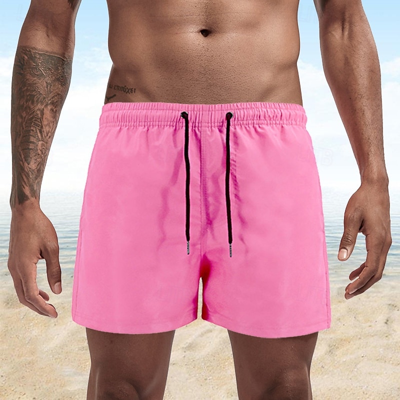 Homens Calção Justo de Natação Shorts de Natação Bermuda de Surf Tecido Secagem Rápida Respirável Cintura elástica Com Cordão Férias Praia Havaiana Casual Azul Lago Preto de 2025 por $13.99 –P1