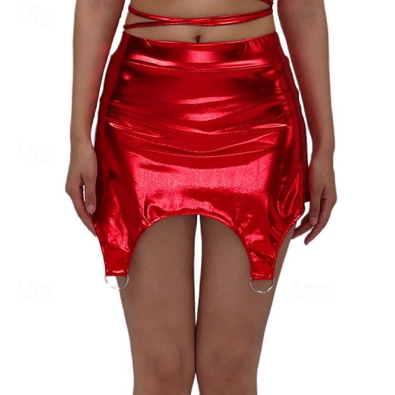 Retro Vintage 1980er Rock Disco Einfarbig Damen Karnevalskostüm Halloween Karneval Pride Parade Pride-Monat Erwachsene Röcke 2025 - $24.99 –P10