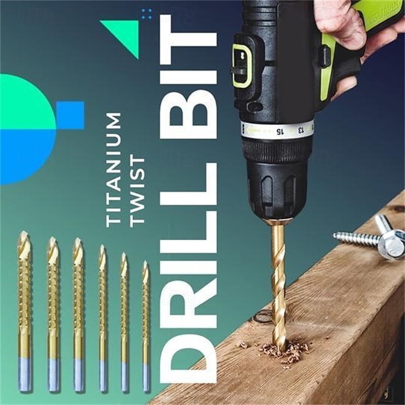 Set di 6 punte elicoidali per trapano, accessori per utensili elettrici, punte per trapano a denti di sega con gambo tondo in acciaio inox per metallo, acciaio inossidabile, legno, kit di perforazione del 2025 a $12.99 –P1