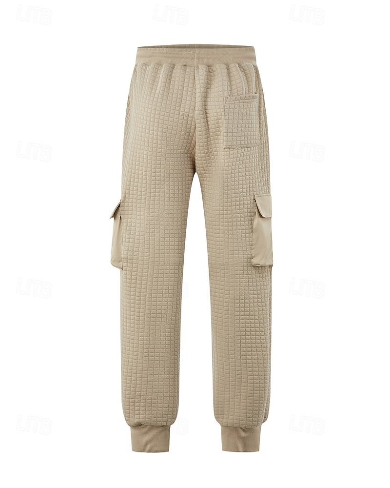 Men's Cargo Sweatpants Sweatpants Joggers Trousers Waffle Pants Drawstring Elastic Waist Multi Pocket Plain Comfort Daily Sports Outdoor Fashion Casual Wine Khaki Micro-elastic 2026 - $21.99 –P5