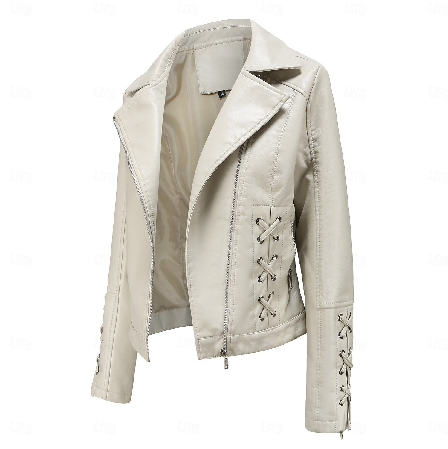 Women's Faux Leather Jacket Comfortable Full Zip Fashion Street Style Plain Outdoor Casual Daily Regular Turndown Regular Fit Long Sleeve Outerwear Black Red Green Spring Fall 2025 - $43.99 –P16