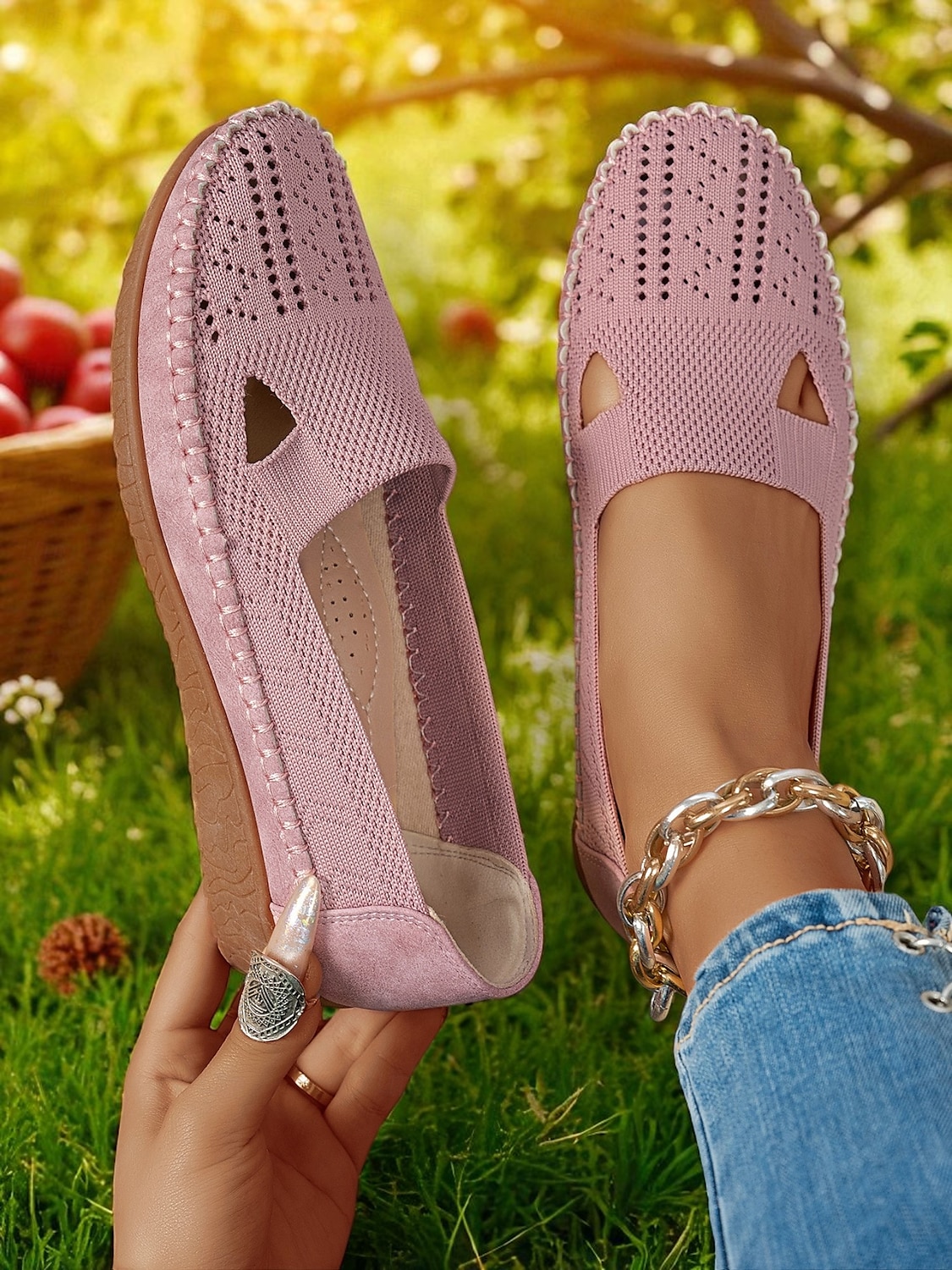 Atmungsaktive Flyknit Cut-Out-Loafer für Damen – leichte, lässige Schlupfschuhe für Gartenarbeit und Outdoor-Aktivitäten 2025 - $24.99 –P2