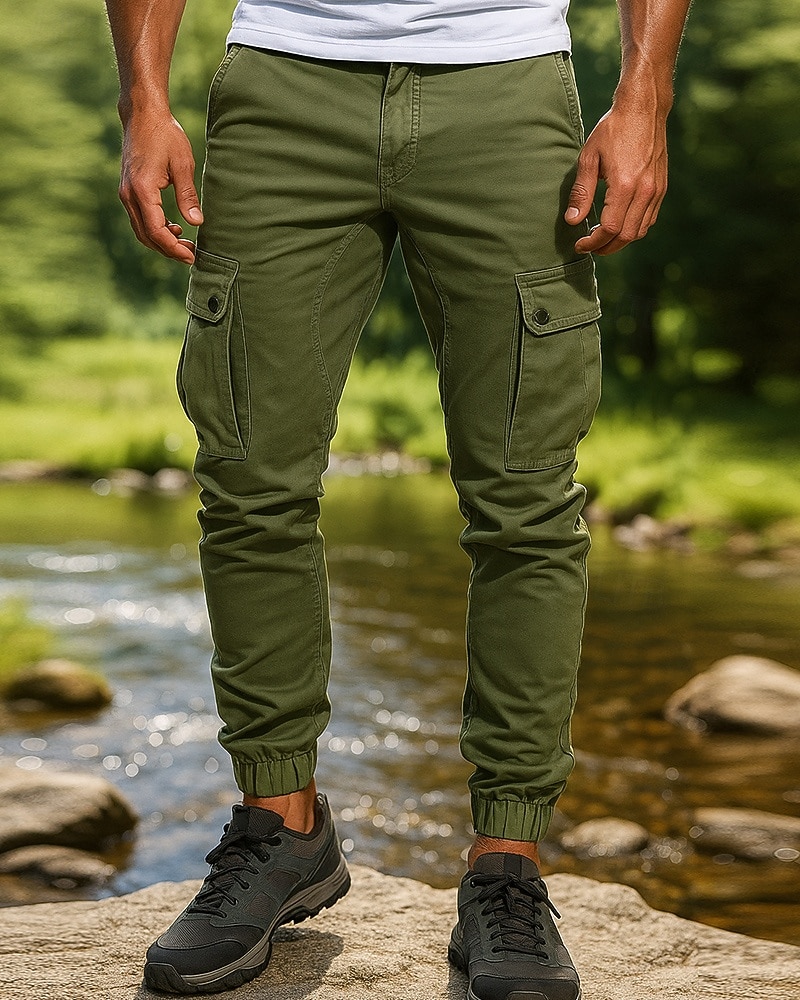 Hombre Pantalones cargo Pantalones para senderismo Primavera Otoño Al aire libre Ajuste regular Impermeable Resistente al Viento Prendas de abajo Bolsillo Negro Verde Ejército Algodón Camping 2026 - $25.99 –P1