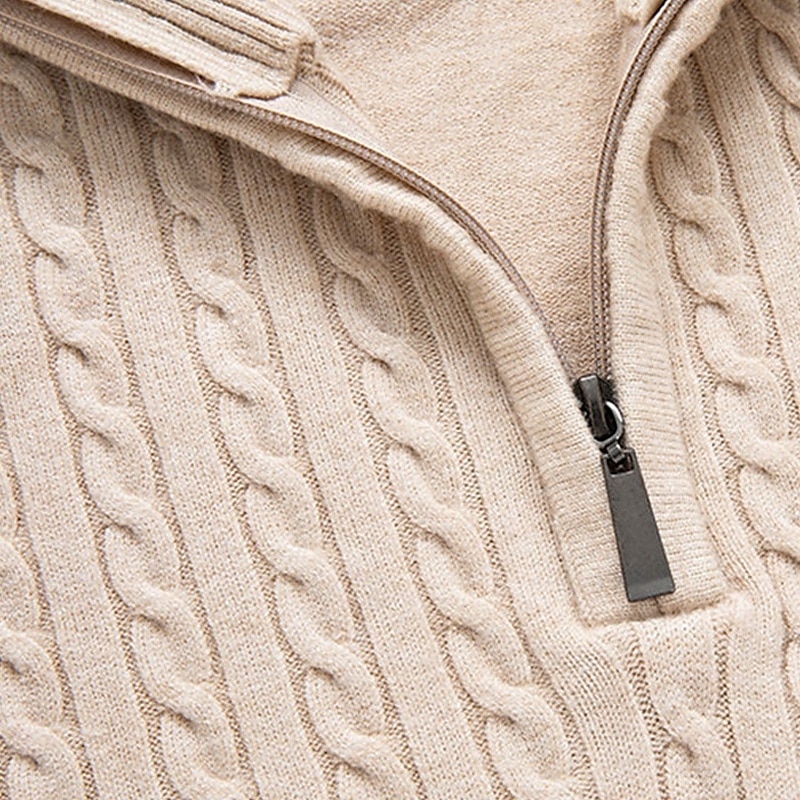 Herren Pullover Pullover mit Viertelreißverschluss Strickpullover Zopfmuster Stricken Normale Oberteile Gestrickt Einfach Viertelreißverschluss Mode Lässig Urlaub Alltagskleidung Bekleidung Herbst 2025 - $22.99 –P5