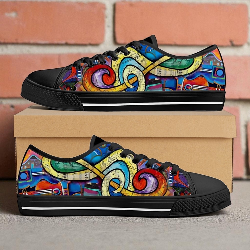 Tênis de lona com estampa abstrata colorida para homens – calçados leves e casuais com cadarço para streetwear, viagens e passeios de fim de semana de 2025 por $42.99 –P2