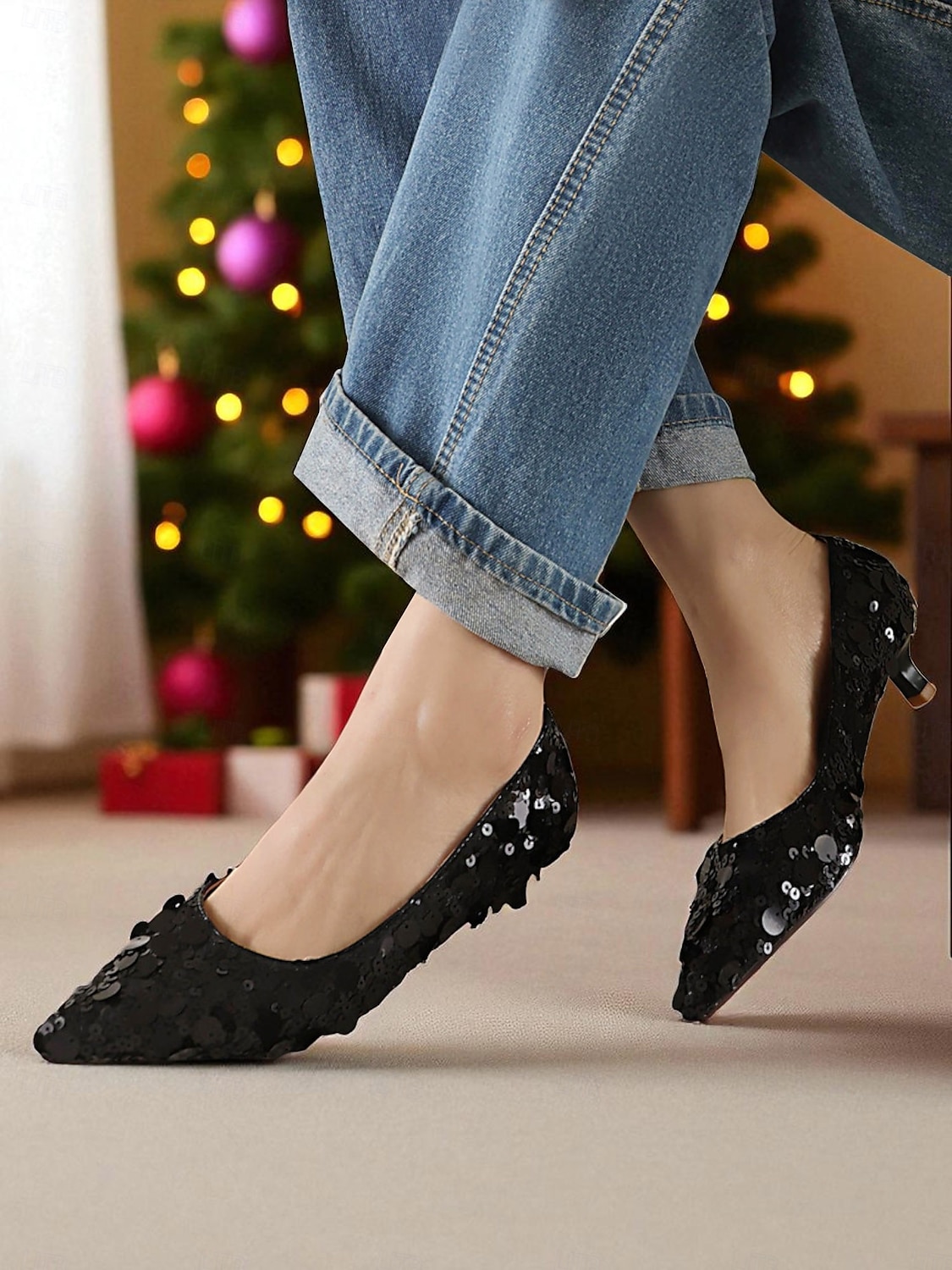 Women's Silver Sequin Pointed Toe Flats - Sparkly Slip-On Dress Shoes for Cocktail Parties and Evening Events 2025 - $59.99 –P4
