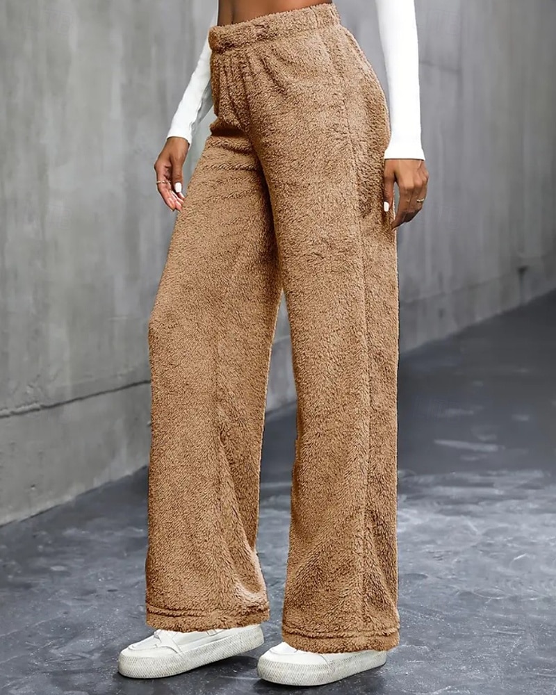 Per donna Gamba larga Pantaloni Eleganti Streetwear Casual Lunghezza intera Naturale Semplice Elastico in vita Confortevole Ferie Uscire Weekend Grigio Nero Bianco Cachi Autunno Vestibilità regolare del 2025 a $18.99 –P2
