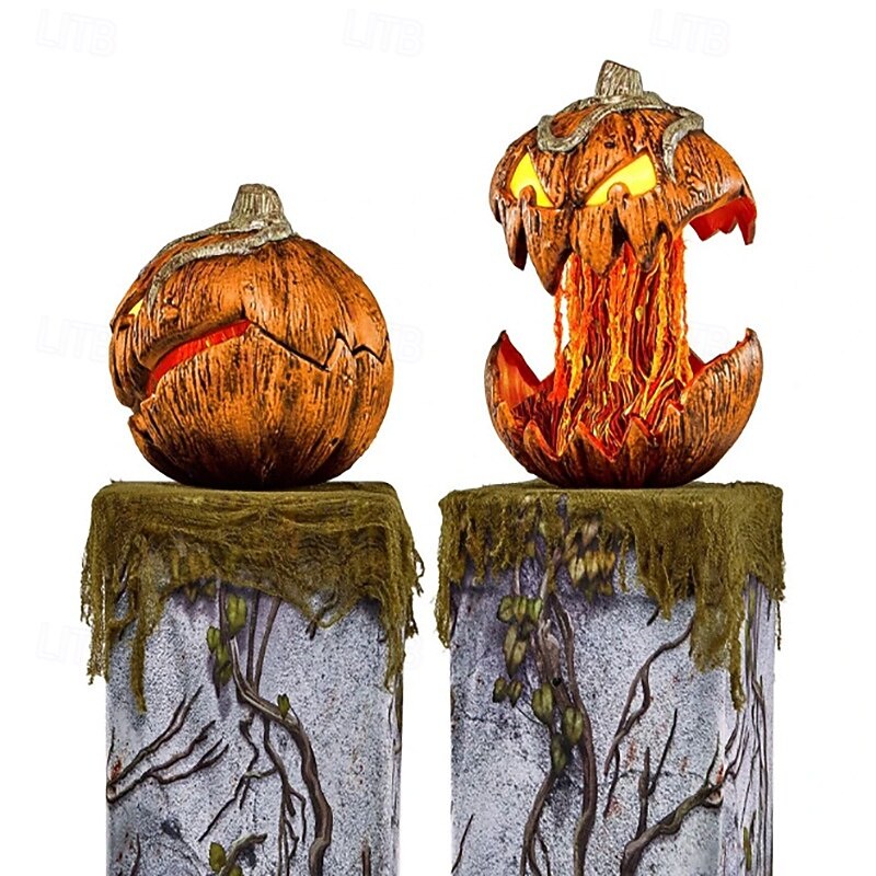 Halloween gresskarlykt sammenleggbar, skummel, strekkbar med lyd, festdekorasjon for innendørs/utendørs bruk, 20 cm 2025 - $92.99 –P1