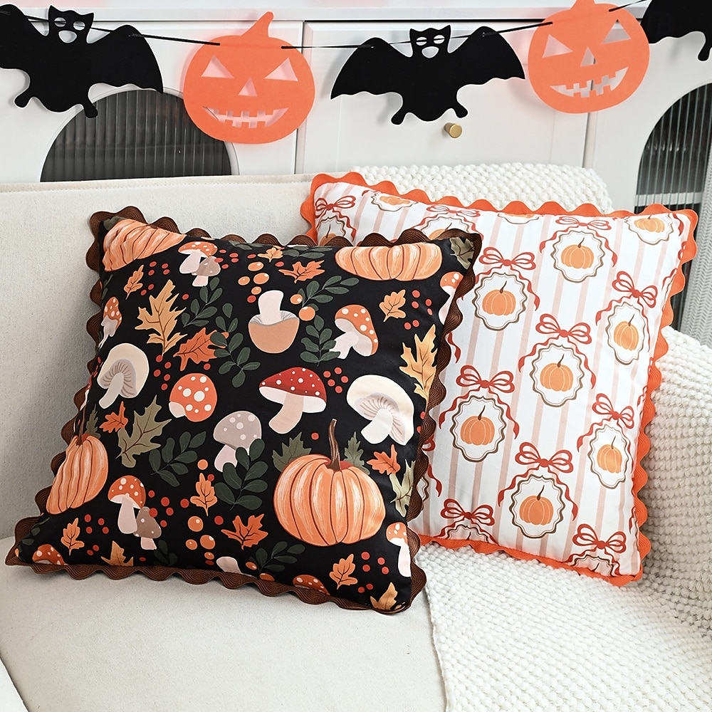 1 stk. halloween putetrekk, gresskar geometrisk uformelt firkantet glidelås tradisjonell klassisk 2025 - $15.99 –P2