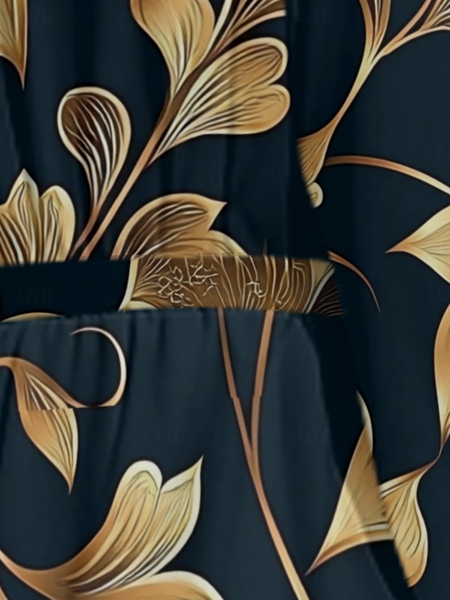 Femmes Robe Midi Robe Décontractée Mousseline de Soie Robe évasée Moderne Vacances Quotidien Week-end Coupe régulière Fleuri manche longue Col en V bleu marine Bleu Bleu de minuit Été Printemps de 2025 ? $31.99 –P4