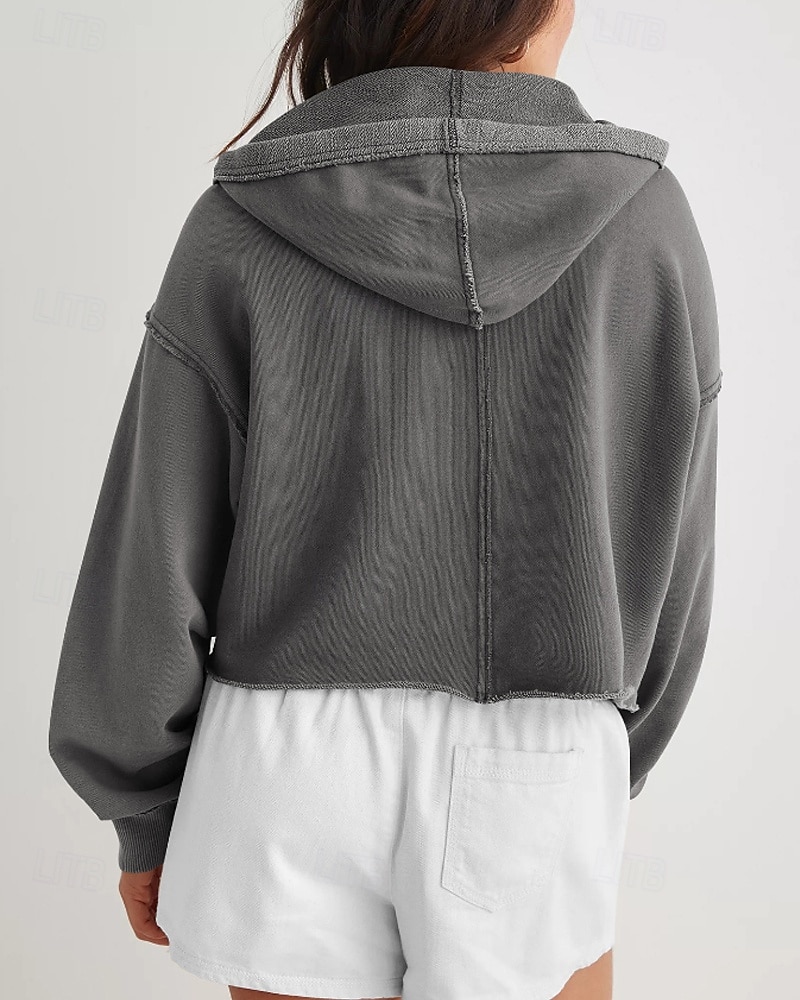 Mulheres Pulôver Moletom Com Capuz Tecido Roupa de rua Casual Manga Longa Com Capuz Tops regulares Rua Feriado Fúcsia Cinzento Claro Cinzento Outono Inverno de 2025 por $25.99 –P5