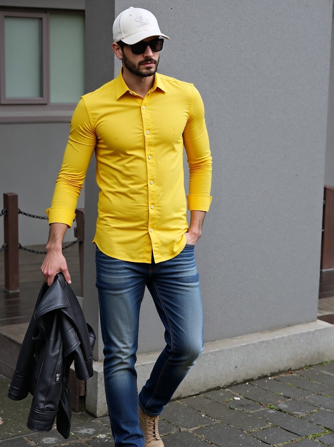 Herren Hemd Kleidhemd Knopfhemd Smokinghemden Einfarbig Hochzeitsfeier Alltagskleidung Hellgelb Orange Grün Rosa Langarm Revers Ganzjahres Bekleidung 2026 - $25.99 –P4