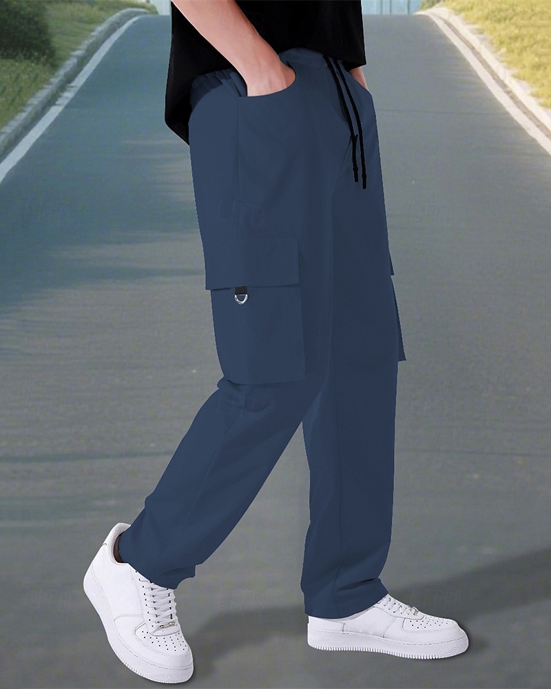 Per uomo Pantaloni Cargo Pantaloni Elastico in vita Coulisse Multi-tasche Semplice Mimetico Indossabile All'aperto Quotidiano Campeggio & Escursionismo Moda Classico Nero Verde militare del 2025 a $18.99 –P9
