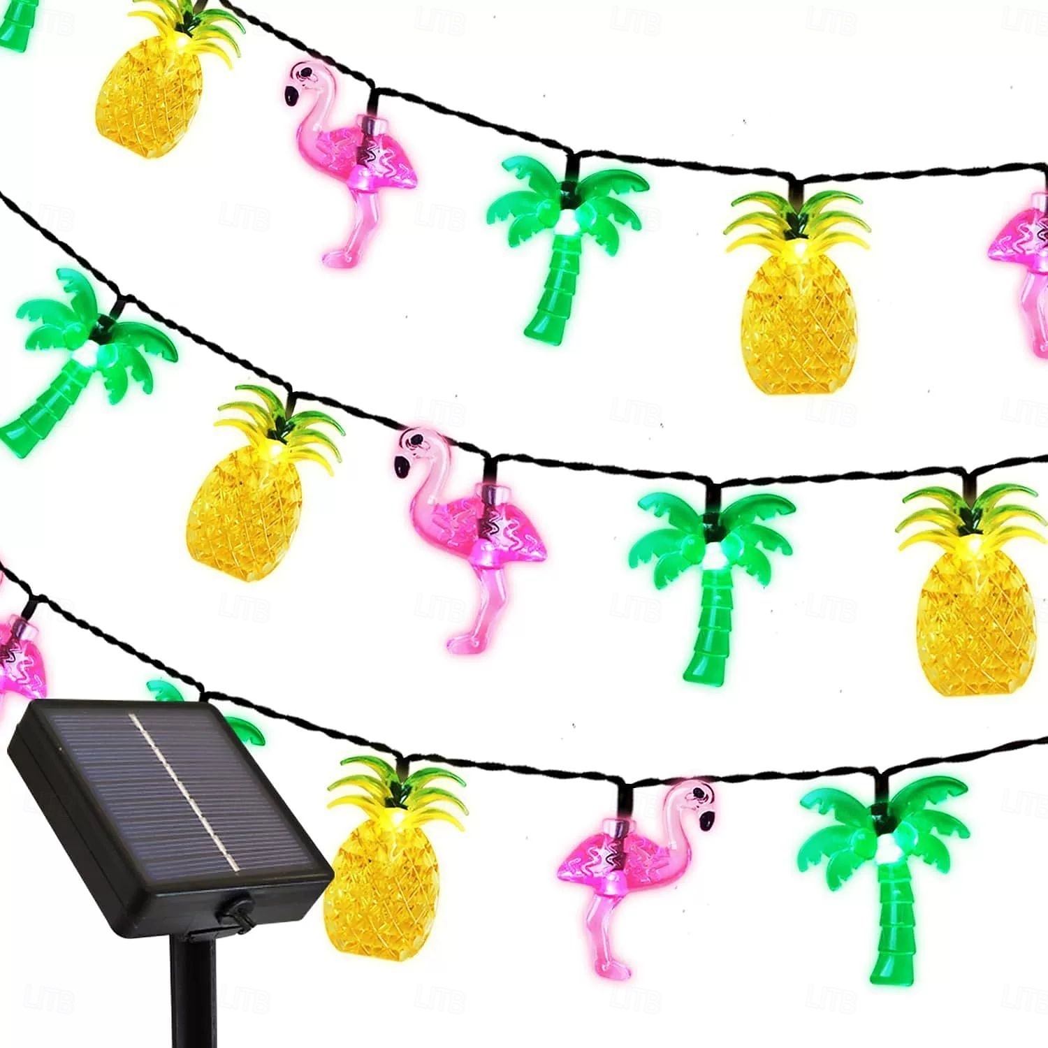 6.5m 30LED Sol Lyskæde Ananas Kokosnøtt Tre Flamingo Feer Lyskæde Høytids Bryllup Hage Sjøside Fest Dekorasjon 2026 - $51.99 –P9