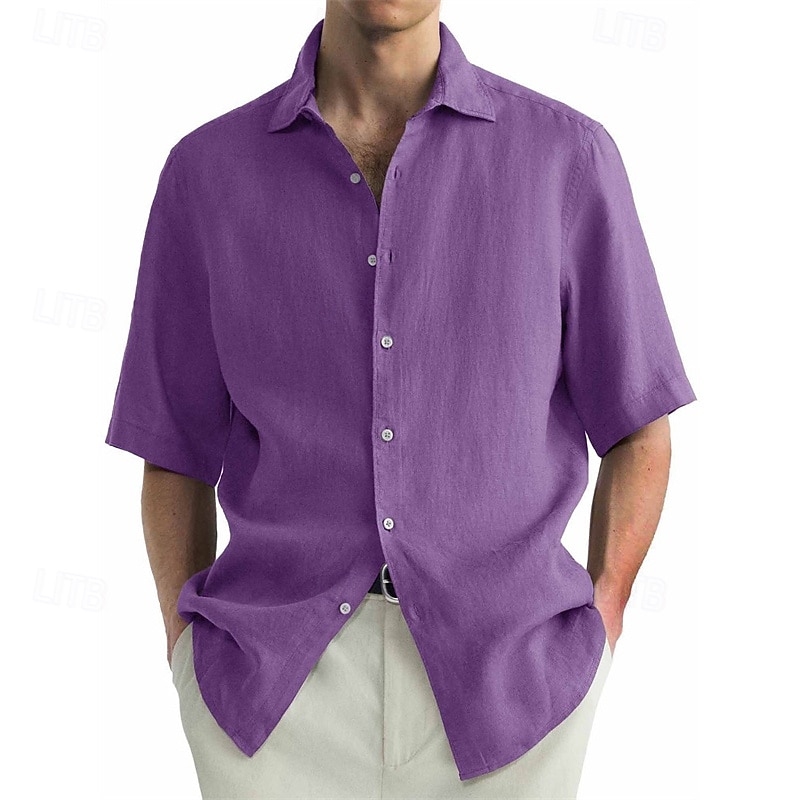 Herren Hemd Sommerhemd Freizeithemd Strandhemd Knopfhemd Schwarz Weiß Hellgrün Rosa Wein Kurzarm Einfach Revers Urlaub Hawaiianisch Bekleidung 100% Baumwolle Mode Lässig Bequem 2025 - $25.99 –P7
