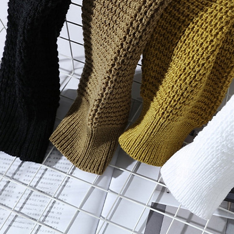 Herre Pullover genser Strikket genser Riflet Strikke Vanlige topper Strikket عادي Crew-hals Mote Grunnleggende Feriereise Dagligdagstøy Klær Høst Vinter Svart Hvit M L XL 2025 - $32.99 –P7