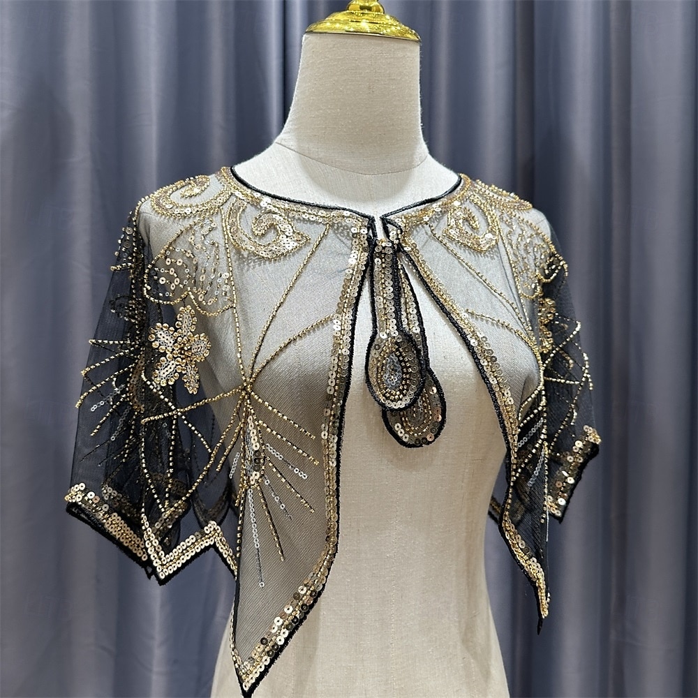 Kvinne wrap elegant solbeskyttelse kort erme blonde bryllupswraps med paljetter bryllup sommer 2025 - $26.99 –P3