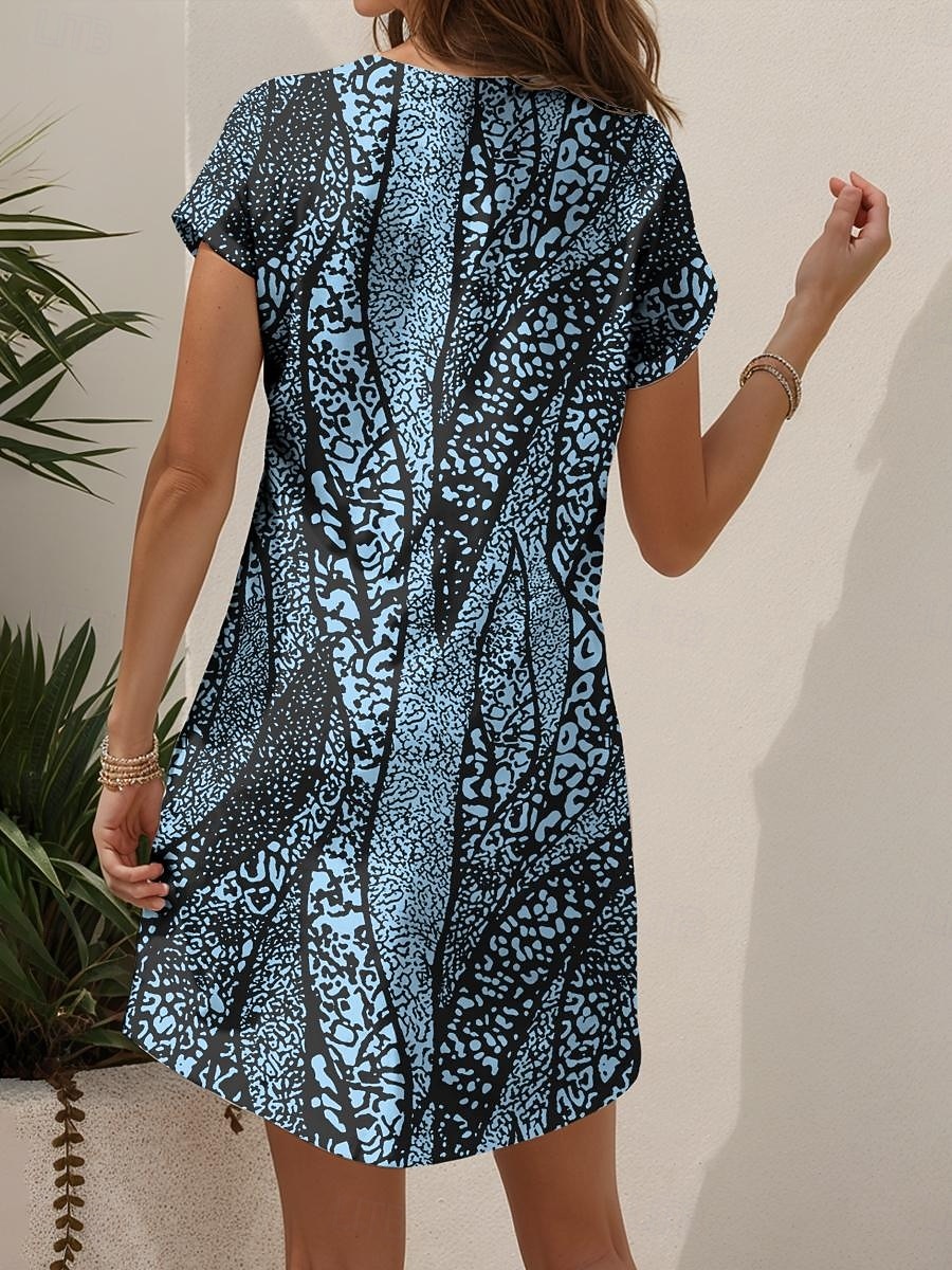 Per donna Mini Abito Vestito Estivo Abito a Maglia Vestito Casual Vestito T-Shirt Vacanza Casual Vestibilità regolare Grafico Geometrico Astratto Manica Corta Scollo a V Blu Bianco e nero Giallo Rosa del 2026 a $24.99 –P2