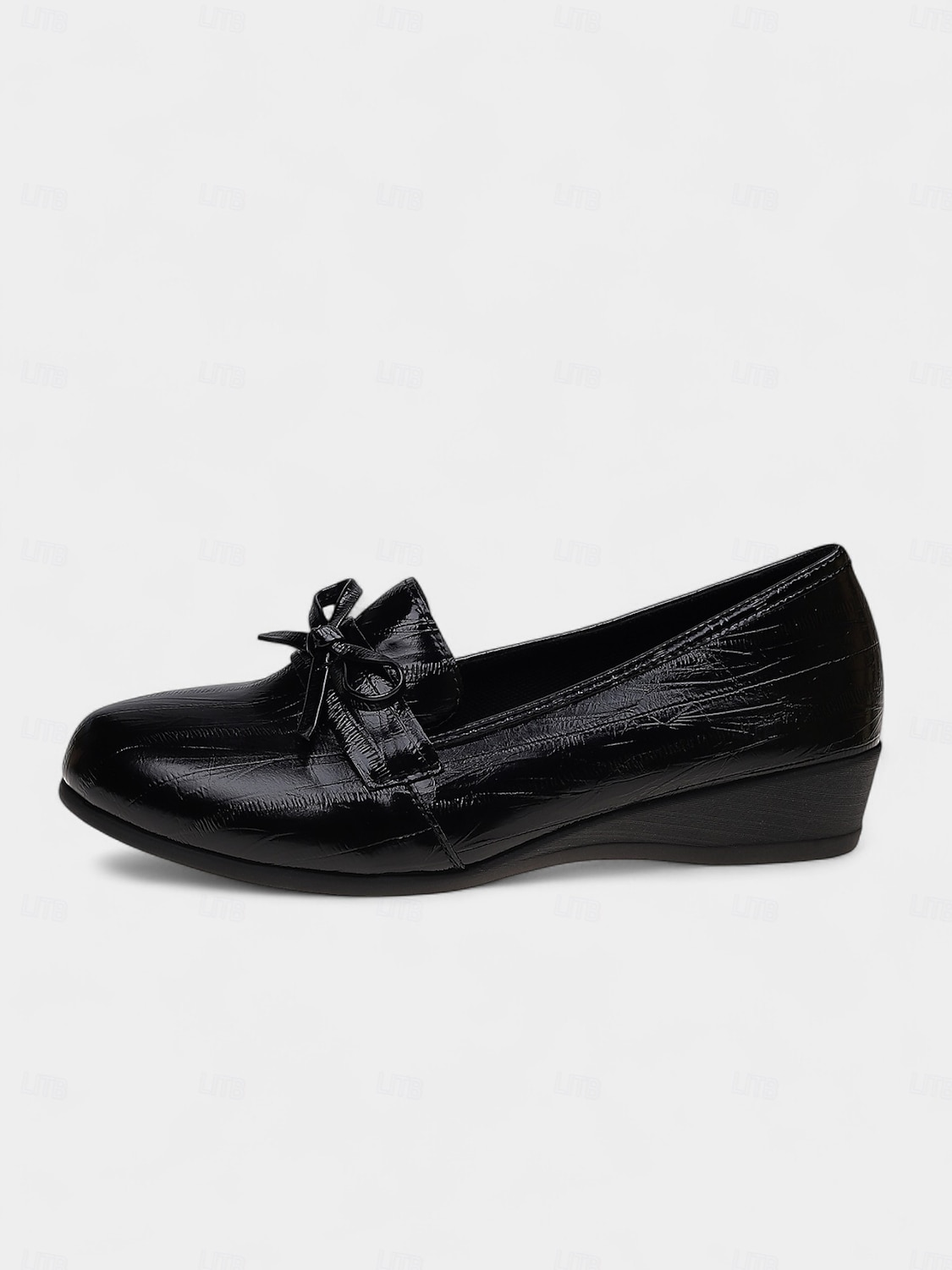 Cremefarbene Loafer aus Kunstleder für Damen – bequeme Slipper mit Schleife und Keilabsatz, lässig-elegante Schuhe fürs Büro, zum Einkaufen und für den Alltag 2025 - $26.99 –P3