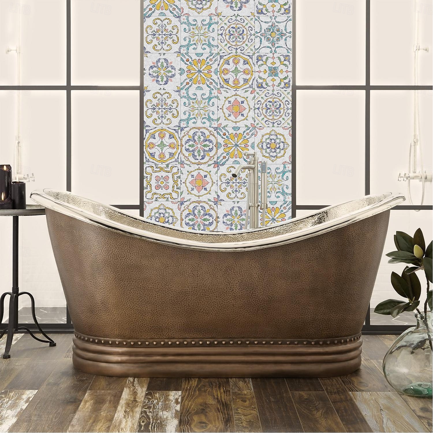 Adesivos de azulejo estilo marroquino 24 peças, decalques de parede de PVC com película de cristal espessada, à prova d'água &Decoração de parede de azulejo retrô removível e à prova de óleo para de 2025 por $10.99 –P10