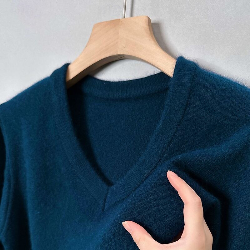 Herr Pullover tröja Stickad tröja Ribbad Sticka Vanliga toppar Stickat Slät V-hals Mode Grundläggande Semester Dagliga kläder Kläder Vinter Höst Kamel Svart M L XL 2025 - $24.99 –P5