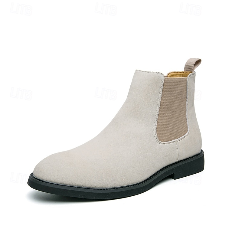 Bottines Chelsea blanches pour homme, idéales pour l'automne et l'hiver : élégantes et faciles à enfiler, idéales pour les professionnels urbains et les tenues décontractées élégantes. de 2025 ? $54.99 –P1