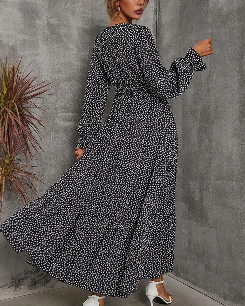Damen Langes Kleid Maxikleid Freizeitkleid Druckkleid Mode Modern Täglich Strand Wochenende Normale Passform Blume Langarm V Ausschnitt Schwarz Rote Blau Grün Sommer Frühling Herbst 2025 - $23.99 –P8