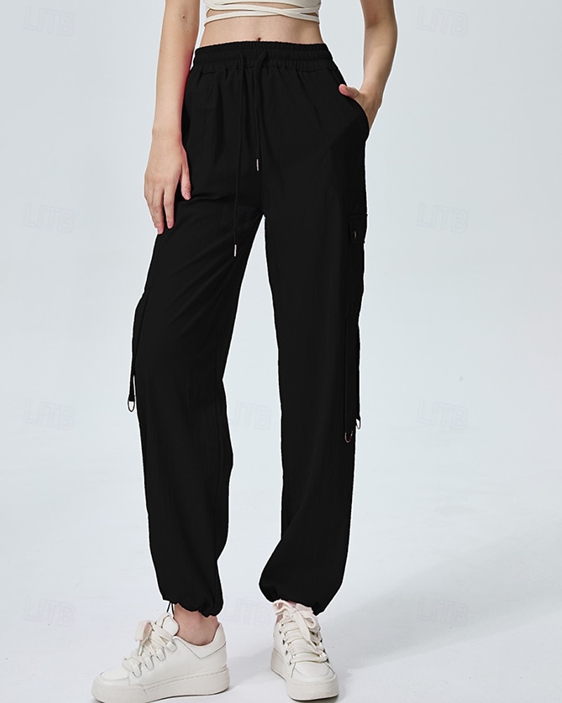 Femmes Pantalons Cargo Slacks Streetwear Occasionnel Longueur complète Naturel Uni Avec Poches Conception à cordon élastique Doux Tenue quotidienne Week-end Noir Rouge Fuchsia Gris argenté Automne de 2025 ? $22.99 –P16
