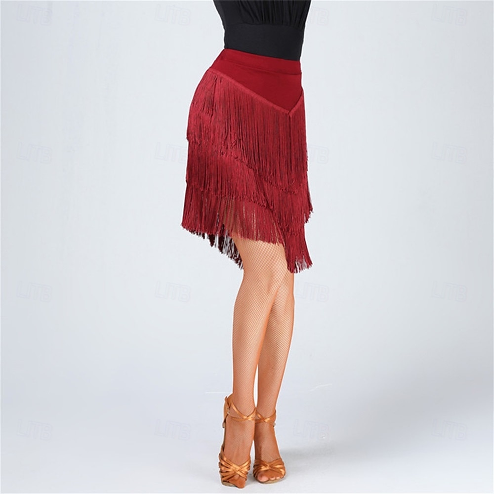 Danse Latine Jupes Gland Couleur unie Femmes Performance Entraînement Le thème de la fête Fibre de Lait de 2025 ? $21.99 –P12