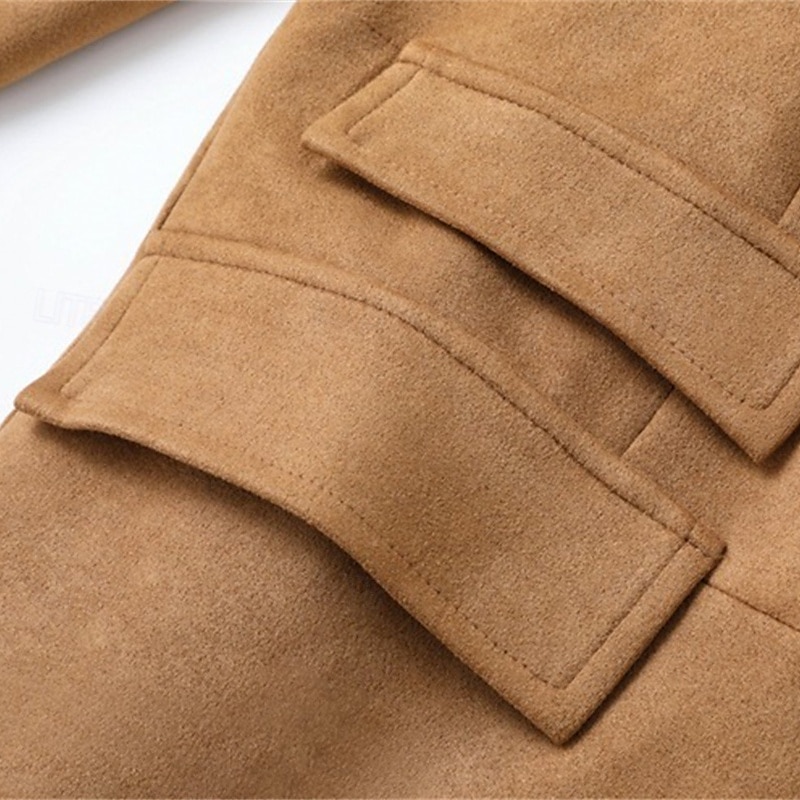 Herren Imitat-Lederjacke Urlaub Täglich Winddicht Warm Tasche Herbst Winter Einfach Mode Klassisch Stehkragen Regulär Hellkaki Schwarz Blau Khaki Armeegrün Jacken 2025 - $52.99 –P10