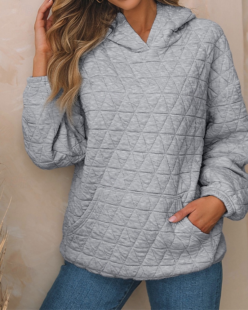 Per donna Felpa con cappuccio Semplice Streetwear Casual Comodo Manica Lunga Con Cappuccio Top Regolari Streetwear Ferie Uscire Nero Bianco Grigio Autunno del 2025 a $31.99 –P5